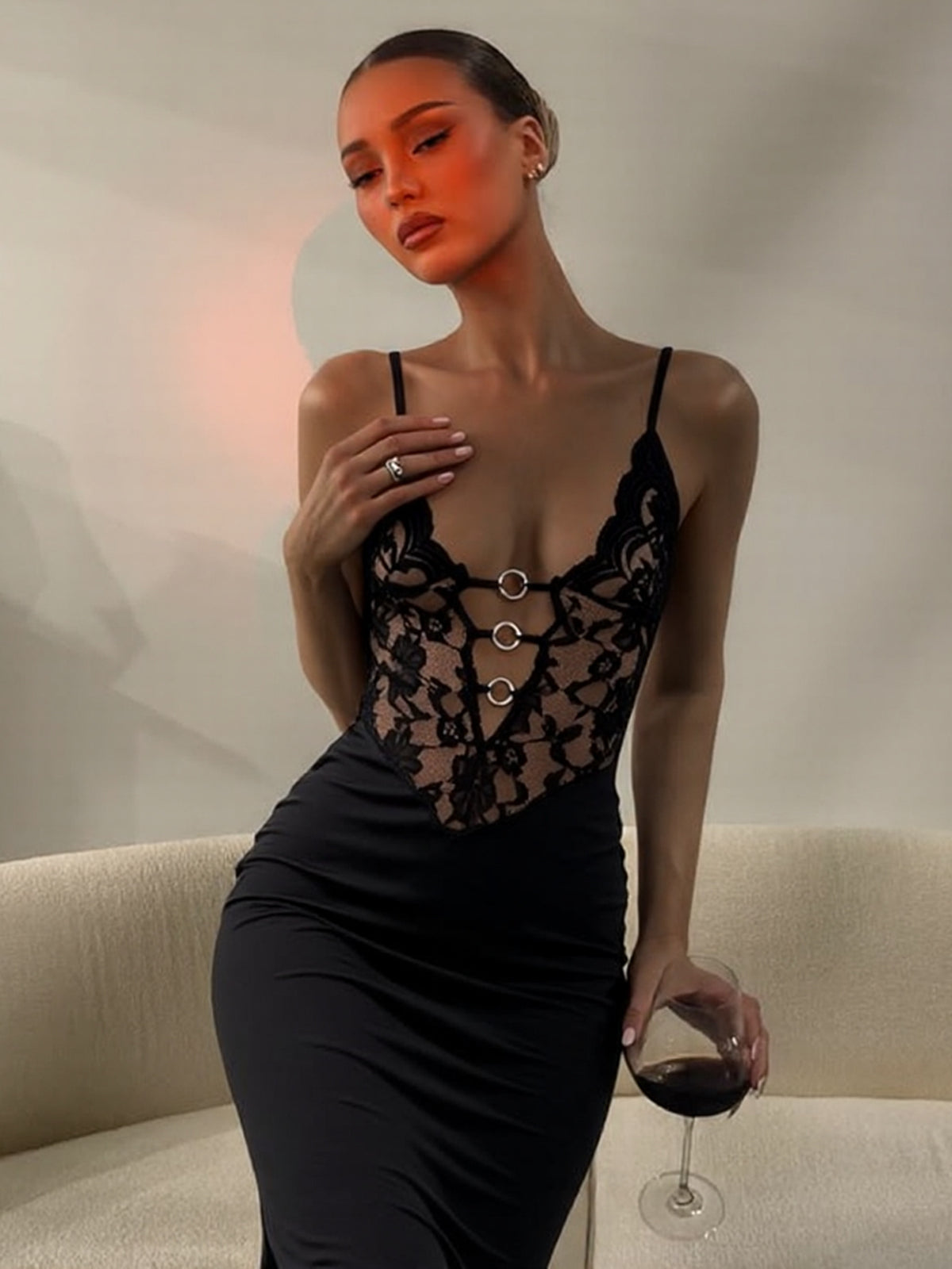 Vestido largo de moda con escote halter
