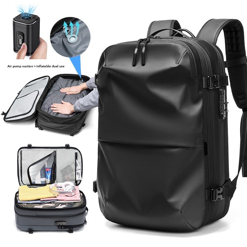 Mochila ampliada para hombre con correas dobles para los hombros.
